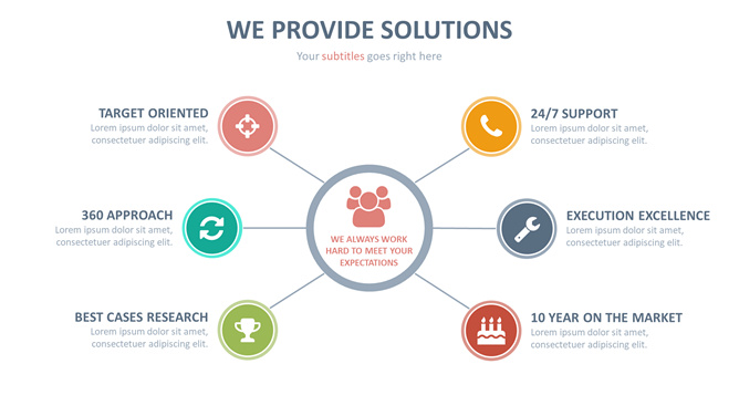 圆线连接总分结构PPT素材