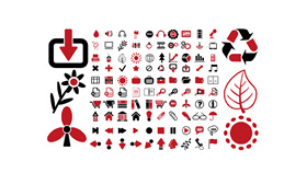 红黑办公生活类PPT小图标素材