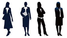 透明背景商务女士剪影PPT图片