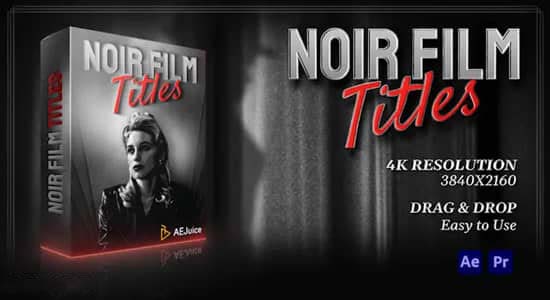 AE/PR模板-140种复古怀旧黑白文字标题排版设计动画 Noir Film Titles