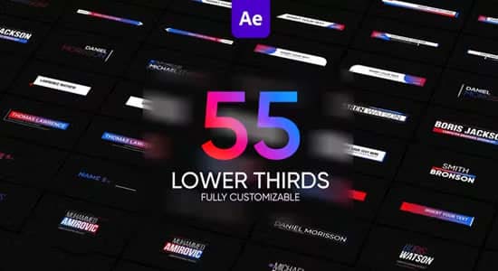 AE/PR模板-55组现代时尚文字标题字幕条动画 Lower Thirds