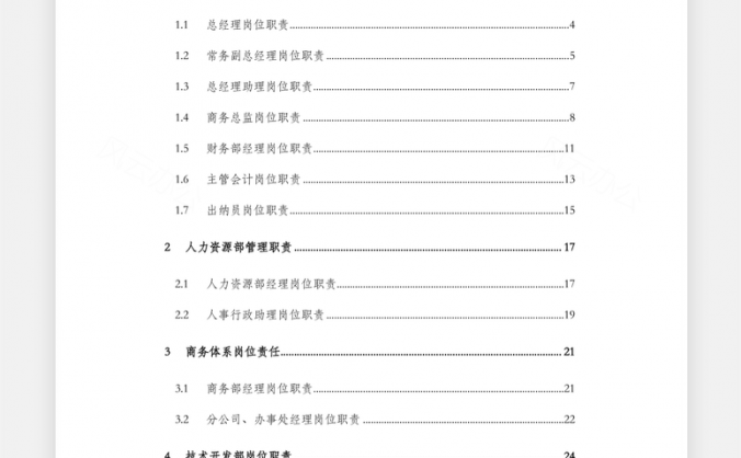 公司各部门岗位职责Word模板