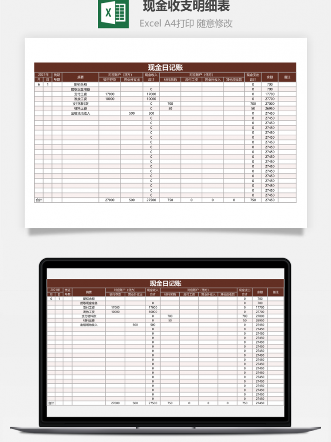 现金收支明细表全自动